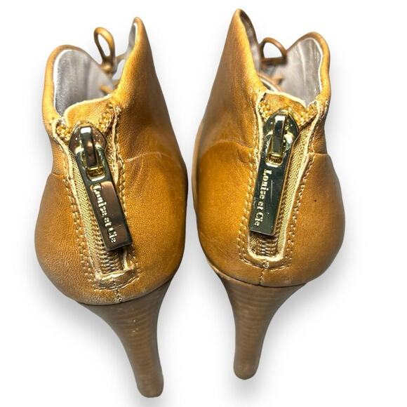 Louise Et Cie Vernonia Peep Toe Lace-Up Booties Brown Leather Block Heel Size 6 - Picture 6 of 7